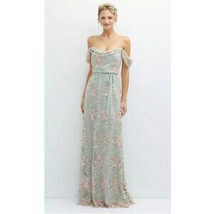 Floral Embroidered Off the Shoulder Dress Size: 12 Style 3134